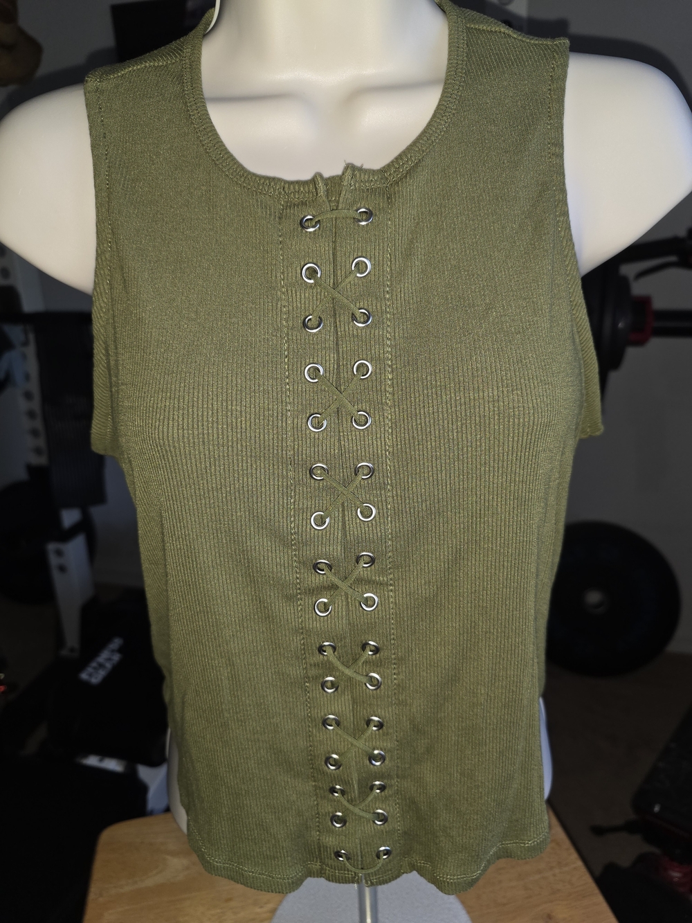 Lace-Up Ribbed Tank Top NWOT